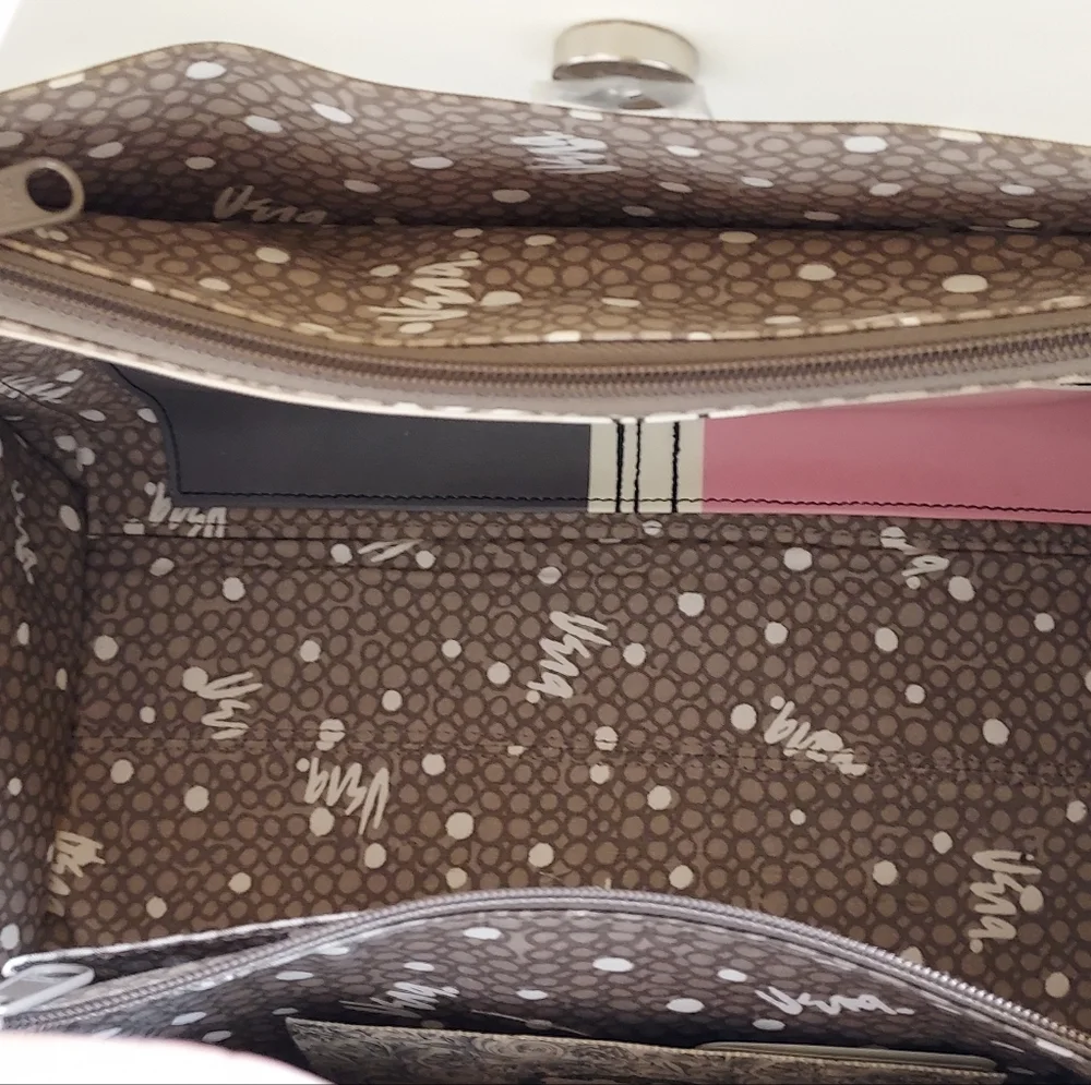 Brighton Celebrates Vera Limited Edition,Buff/Black Color Block Satchel. - Picture 9 of 13